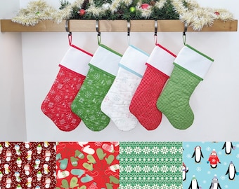 Christmas Stocking with Blank Cross-Stitch Cuff | You Pick | Snowy Day Set | Quilted and Fully Lined | ORIGINAL  Style