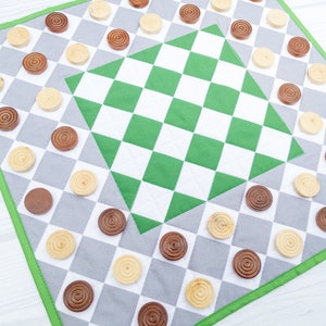 Tablero de juego GREEN Kings Court / Super Checkers / Tapete de tela acolchado / Personalizado