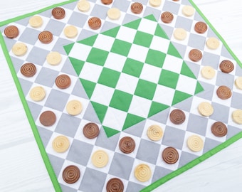 Tablero de juego Kings Court VERDE / Super Damas / Tapete de tela acolchado / Personalizado