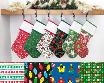 Christmas Stocking with Blank Cross-Stitch Cuff | You Pick | Merry Cheer Set | Quilted Fully Lined | ORIGINAL  Style