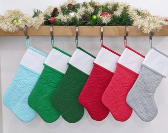 Custom Christmas Stocking with Cross-Stitch-able Cuff | Solid Colors - ORIGINAL Style | Quilted and Fully Lined