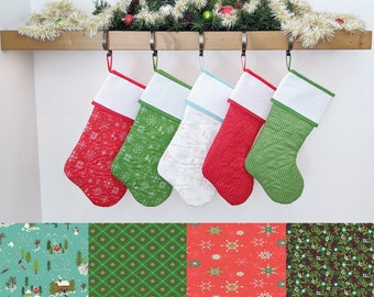 Christmas Stocking with Blank Cross-Stitch Cuff | You Pick | Winter Wonder Set | Quilted Fully Lined | ORIGINAL  Style