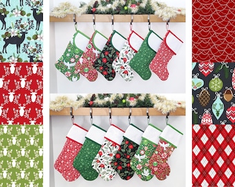 Christmas Stocking with BLANK Cross-Stitch Aida Cuff | You Pick Fabric | Rustique Set | Quilted and Fully Lined