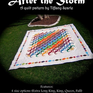Patron de courtepointe PDF : motif « After the Storm » en morceaux (combine les blocs de courtepointe Tempête en mer et Snail Trail), très grand lit/grand lit
