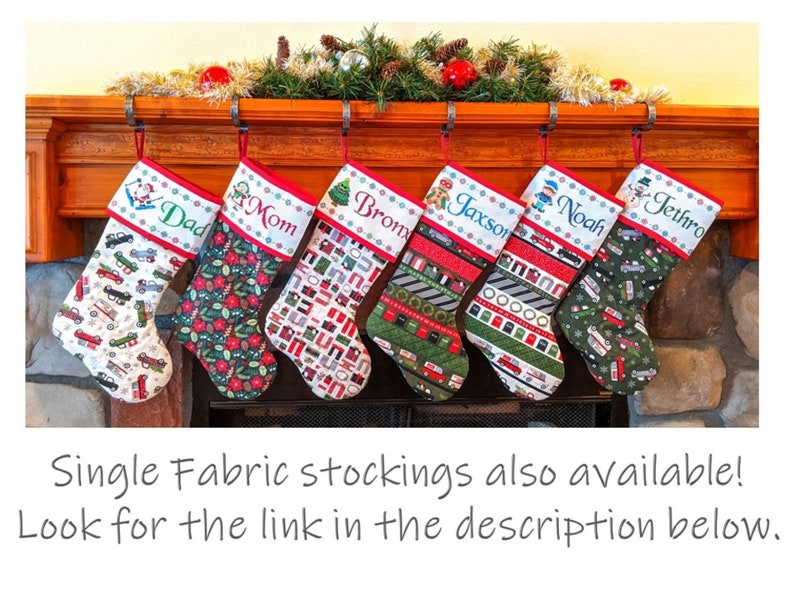 Set 3 of 3 Quilted Fully Lined You Pick Fabrics Striped or Patchwork Christmas Stocking with Blank Cross-Stitch Cuff