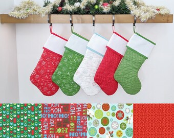 Christmas Stocking with Blank Cross-Stitch Cuff | You Pick | Ho Ho Ho Set | Quilted and Fully Lined | ORIGINAL  Style