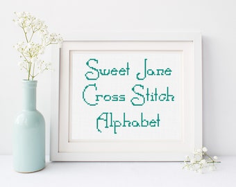 Cross Stitch Alphabet Pattern - Sweet Jane Font | Counted Cross Stitch Letters Sampler | Easy Cross Stitch Chart | PDF Digital Pattern