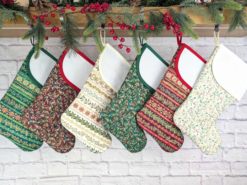 Cross Stitch-able Christmas Stocking With Blank Aida Cuff - Elegant Red ...