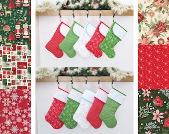 Christmas Stocking with BLANK Cross-Stitch Aida Cuff | You Pick Fabric | Charming Christmas Set | Quilted and Fully Lined