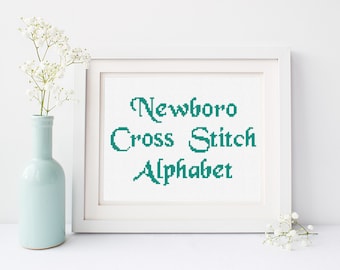 Cross Stitch Alphabet Pattern - Newboro Font | Counted Cross Stitch Letters PDF | Easy Cross Stitch Sampler | Digital Pattern