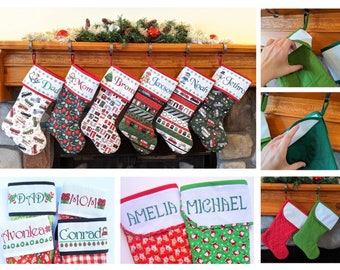 Custom Christmas Stocking with Cross-Stitch-able Cuff | Personalized | Quilted and Fully Lined