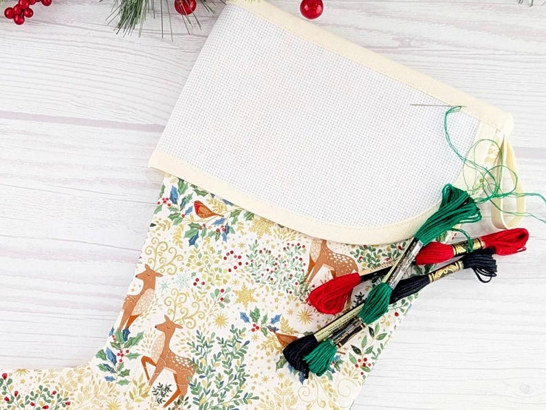 Cross Stitch-able Christmas Stocking With Blank Aida Cuff - Enchanted ...