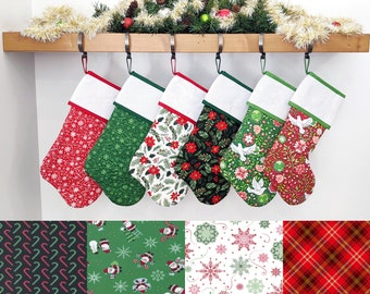 Christmas Stocking with Blank Cross-Stitch Cuff | You Pick | Candy Cane Lane Set | Quilted Fully Lined | ORIGINAL  Style