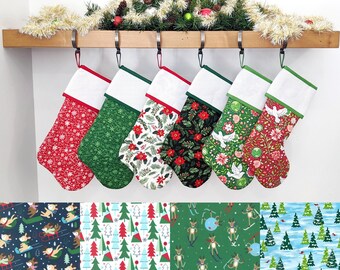 Christmas Stocking with Blank Cross-Stitch Cuff | You Pick | Holiday Forest Set | Quilted Fully Lined | ORIGINAL  Style