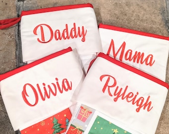 Personalized Stocking - Machine Embroidered Cuff - You Choose Font/Motif/Colors