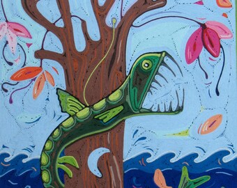 Original Yarn Painting: Viper Fish
