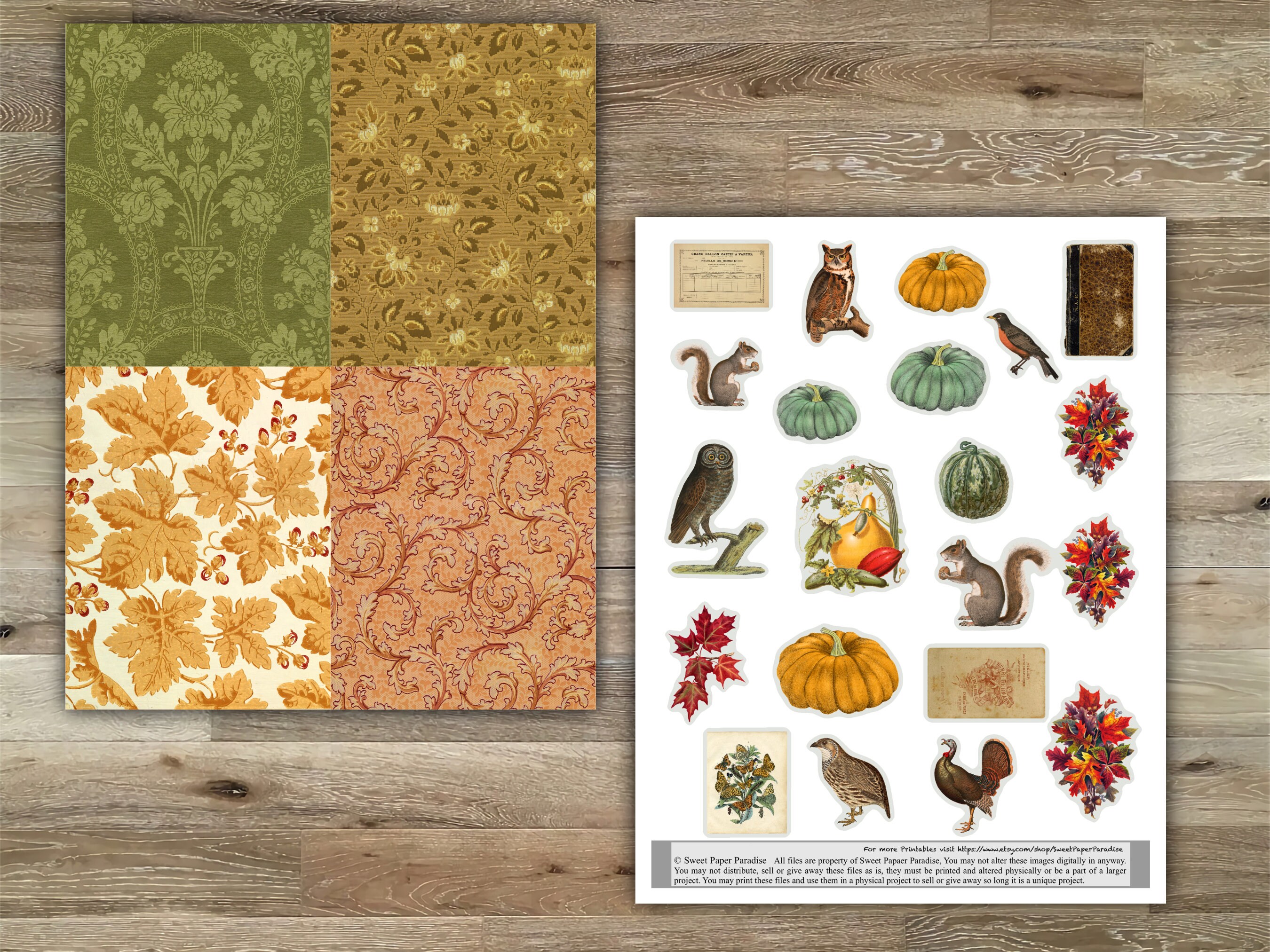 Fall Clusters Kit, DIY Printable Junk Journal Clusters Kit, Fall Themed, Falll Snippets, DIY ...
