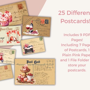 25 cartões postais românticos, cartões postais efêmeros, dia dos namorados para impressão, coisas efêmeras para impressão, pacote de coisas efêmeras, cartão postal dos namorados, download digital