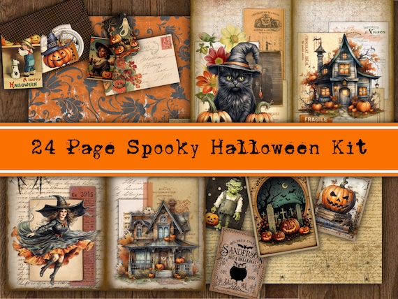 24 Page Spooky Halloween Junk Journal Kit, Printable Halloween Digital Junk  Journal Kit, You Print DIY Journal Kit, Spooky Pumpkin Journal 