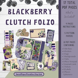 Vintage Blackberry Clutch Folio, Fruit Folio, Junk Journal Folio, Folio Kit, Blackberry Junk Journal Kit, Folio Journal Kit, Vintage Folio