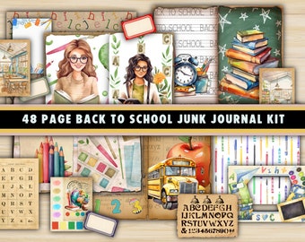 Kit de diário indesejado de volta às aulas com 48 páginas, kit de diário para impressão, kit de diário DIY, diários indesejados DIY, escola primária, professores, alunos
