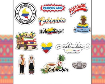 Colombia Sticker Pack 2023 | Waterproof Vinyl Sticker | Letter Page | 12 Pack