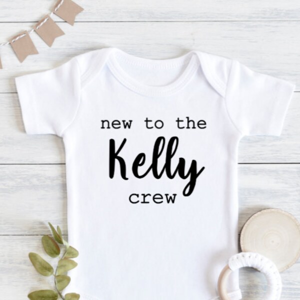 New to the Crew Personalized bodysuit//Pregnancy announcement//baby gift