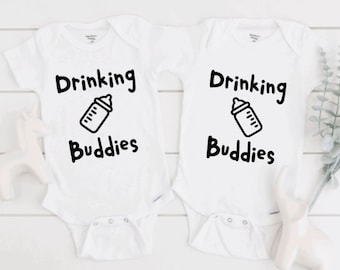 Drinking Buddies bodysuits//BFF baby gift//best friend bodysuit//Twin baby gift//Funny baby bodysuit