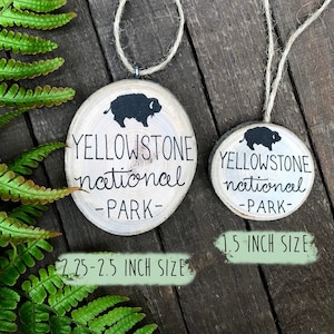 Yellowstone National Park Christmas Ornament - 2024 Vacation Memory Gift - Travel Yellow Stone - Rustic Wood Decor Tree Slice Ornament