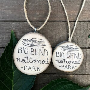 Big Bend National Park Christmas Ornament - USA Handmade -Vacation Memory Gift - Texas Park Hiking - Rustic Wood Decor Tree Slice Ornament