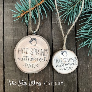 Hot Springs National Park Christmas Ornament | 2025 Vacation Memory Gift | Arkansas Ouachita Forest | Hot Spring Park Tree Slice Ornament