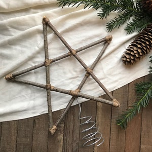 Weihnachtsbaumspitze Stern - Handgemachte rustikale Holz Baumspitze | Stern für Weihnachtsbaum | Topper für Weihnachtsbaum | Zweig Weihnachtsstern |