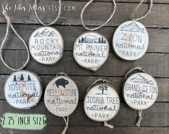 MEDIUM (2.25")  National Park Christmas Ornament | Custom Year Yellowstone Zion Death Valley Mount Rainier Joshua Tree Denali Acadia Glacier