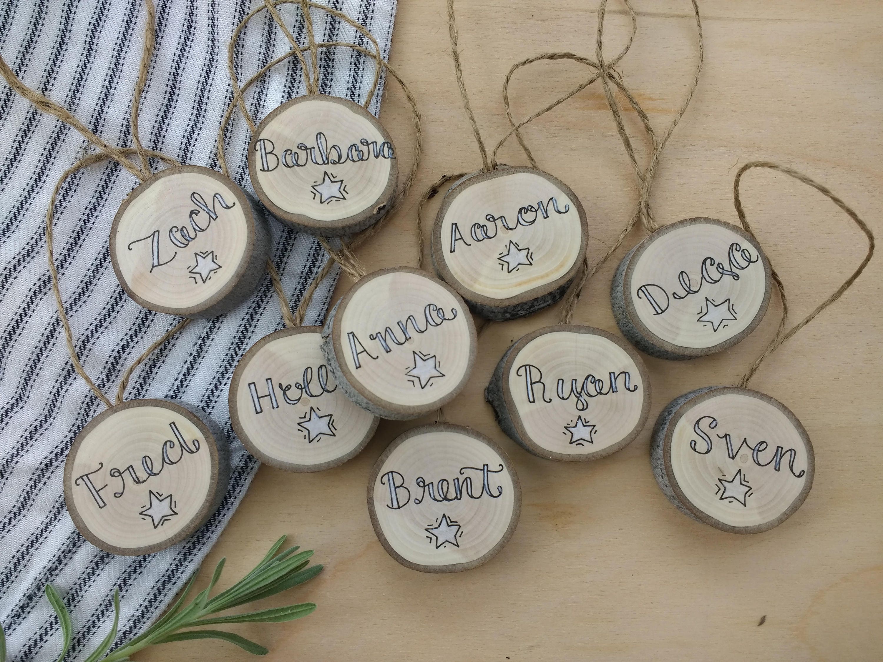 Christmas Ornament Tag Personalized Custom Name TINY Etsy