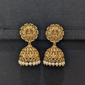 Gold antique jhumka earrings cheap