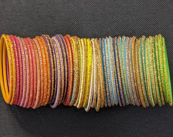 Last FEW colors - Toddler Kids Gold Glitter Metal Bangles / Colorful Bangles / Indian Bangles / Dozen Bangles / Traditional Bangle Bracelet