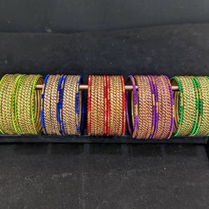 1x12 Toddler Kids bangles / 1 dozen bangles / Gold glitter spiral Indian Bangles / Colorful Thin Metal Bangles / 12 Bangles / Party wear