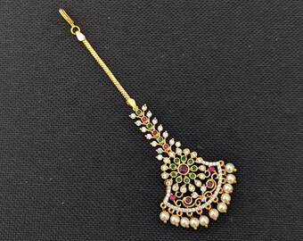 Maang Tikka One Gram Gold CZ Tikka 