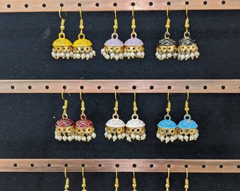 Small Hook drop Earrings / Meenakari Jhumka / Mini Jhumki Earrings / Casual Jhumka / Dangle Earrings / Traditional Earrings / Small Jumka
