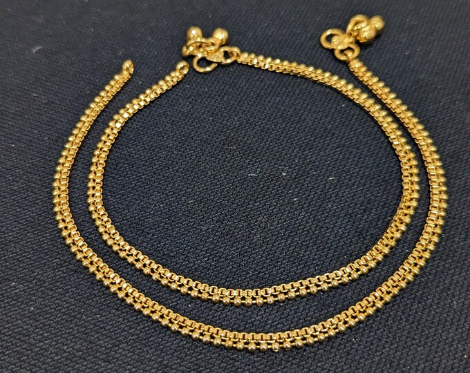 Simple Anklets / Payal / Goulsu / Traditional Gold Plated Indian Anklets / Indian Payal