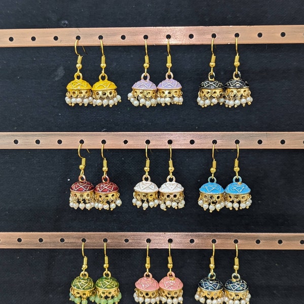Small Hook drop Earrings / Meenakari Jhumka / Mini Jhumki Earrings / Casual Jhumka / Dangle Earrings / Traditional Earrings / Small Jumka