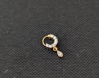 Size 1 Small Nose Ring for Pierced Nose / CZ nose pin / Nose Ring / Traditional nath / Indian Nath for wedding / Bridal Nath / Pierced Nath