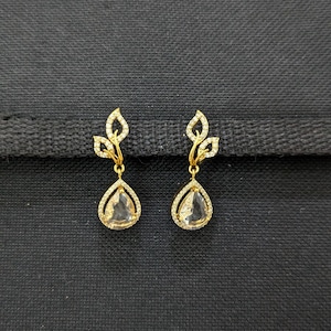 Trendy CZ Earrings / Antique gold plated dangle Earrings / Indian Designer Earrings / Indian Stud / CZ Earrings / Women Gifts / Evening wear