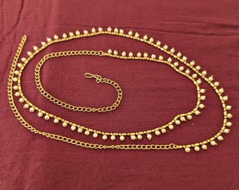 Gold plated Faux Pearl bead dangle Hip Belt / Simple Hip Chain / Waist Belt / Belly Chain / Indian Jewelry / Traditional Indian Hip chain