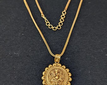 Gold look alike Pendant Necklace / Lord Ganesha Pendant / Pendant Chain Necklace / Indian Traditional Gold plated Pendant / Casual use