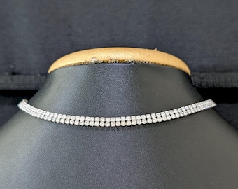 White stone necklace / Diamond look CZ Choker Necklace / Indian Jewelry / Necklace / Delicate Elegant White CZ Chain / Casual Kids Wear