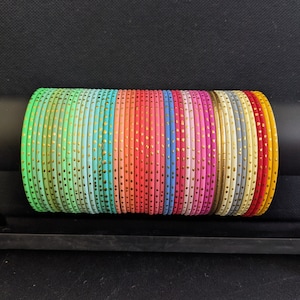 New Pastel colors Bangles / 2x4 / 2x6 / 2x8 Indian Bangles / Colorful Thin Metal Dozen Bangles / Indian Wedding Jewelry Bangle Bracelet