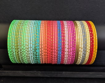 Pastel colors Bangles / 2x4 / 2x6 / 2x8 Indian Bangles / Colorful Thin Metal Dozen Bangles / Indian Wedding Jewelry Bangle / Bangle Bracelet