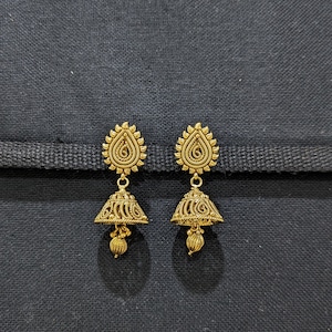 D2 - Gold plated Jhumka Earrings / Gold bead dangle Jhumki / Antique Indian Earrings / Jhumki / Medium Jhumka / Casual Wear Indian Jumki