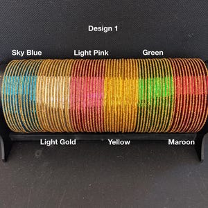SALE - Big Size Bangles / 2x10 / 2x12 / Colorful Thin Glitter Metal Bangles / Indian Wedding Bangle / Bangles for Women / Return Gifts